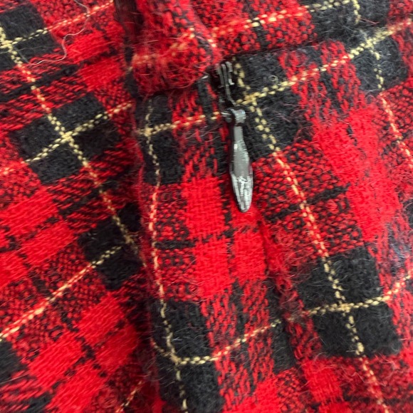Pendleton Wool Skirt Womens 2P Red Black Plaid Vintage Tartan =Pencil Midi 1980s - Picture 4 of 7